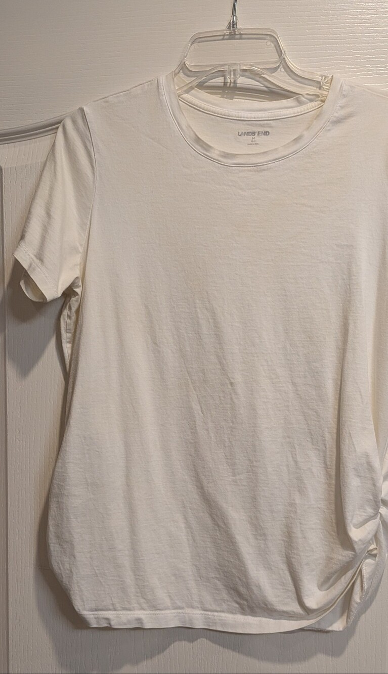 Lands' End White Short Sleeve Boxy T-shirt, Size M
